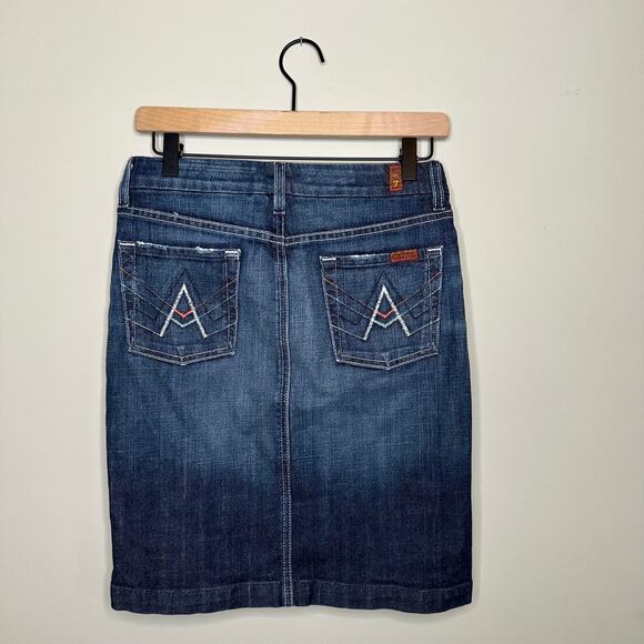 7 For All Mankind Blue Denim Skirt - Picture 2 of 5
